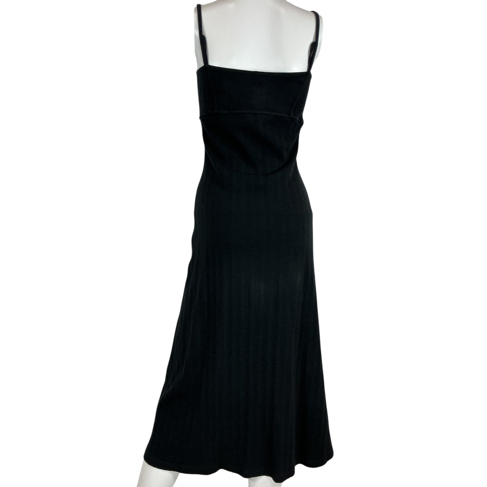 Toteme Ribbed Black Organic Cotton Blend Jersey Maxi Dress Size XS - Picture 3 of 4